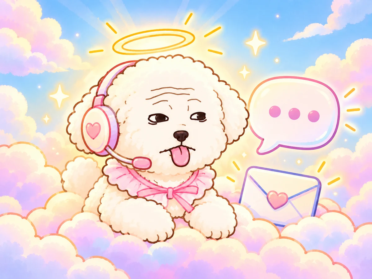 CelestialDog with a pink headset, ready to say hello
